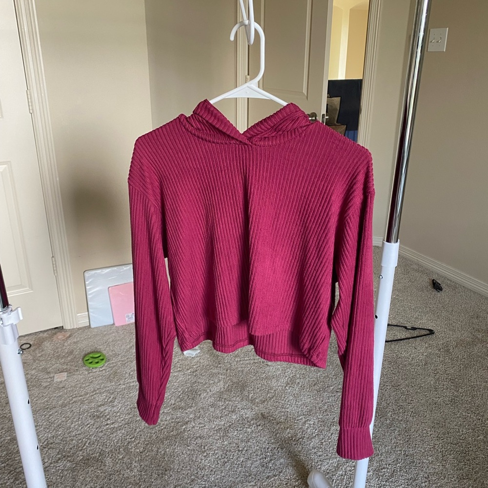 Hollister Burgundy Ribbed Hoodie
